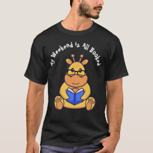 Customised Cute funny giraffe reading book T-Shirt