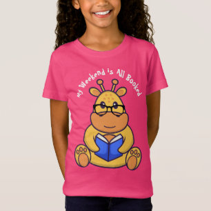 Customised Cute giraffe reading book T-Shirt