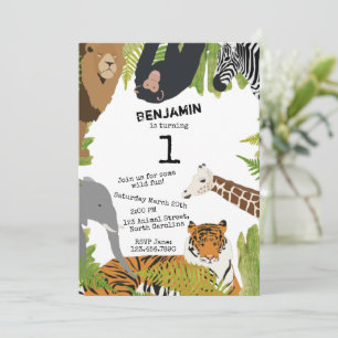 Customised Cute Jungle Animals Safari Kids Invitation