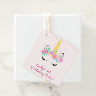 Customised Cute Modern Unicorn Birthday  Favour Tags