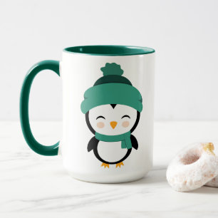 Customised cute Penguin dressed for Christmas Mug