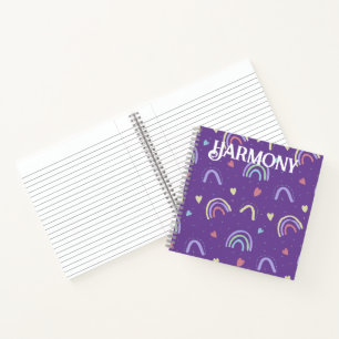 Customised cute rainbow pattern notebook