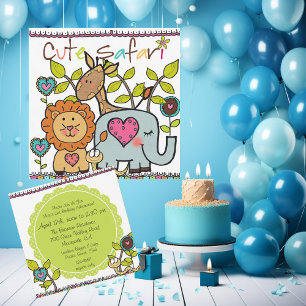 Customised Cute Safari Birthday Invitation