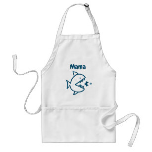Customised Cute Shark Mama Blue White Cooking Standard Apron