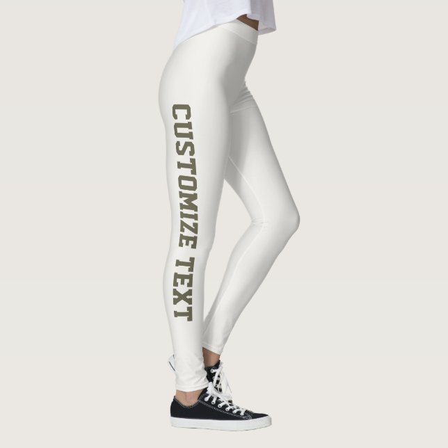 Customised Cute Warm Neutral Dark Olive Athleisure Leggings (Right)