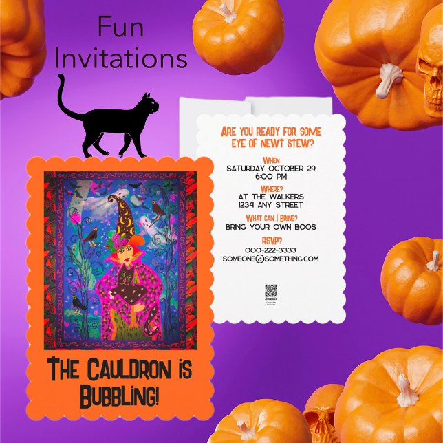 Customised Cute Witch Halloween Party Invitation (Fun invitation for your Halloween party this year.)