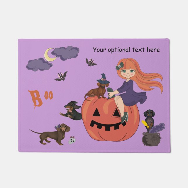 Customised Dachshund Halloween Doormat (Front)