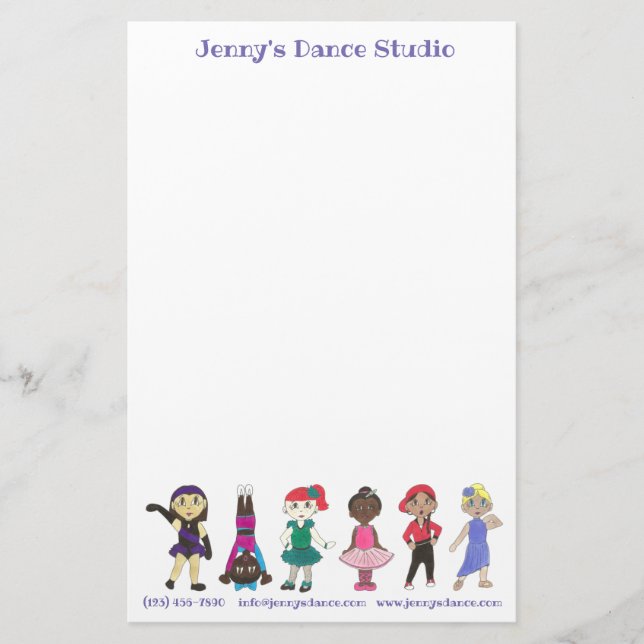 Customised Dance Studio School Teacher Ballet Tap Stationery (Front)