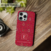 Customised Dark Pink Red Maroon Paisley Pattern