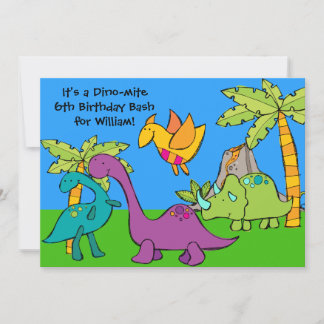 Customised Dino-mite Dinosaur Birthday Invitations