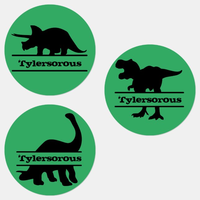 Customised Dinosaur Name Green School Label (Group)