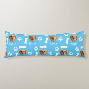 Customised Dog Pet Photo & Name Blue Body Cushion