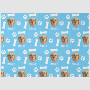 Customised Dog Pet Photo & Name Blue Tissue Paper