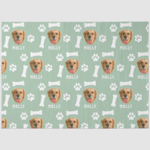 Customised Dog Pet Photo & Name Sage Green Tissue Paper