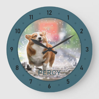 Customised Dog Photo and Name Large Clock