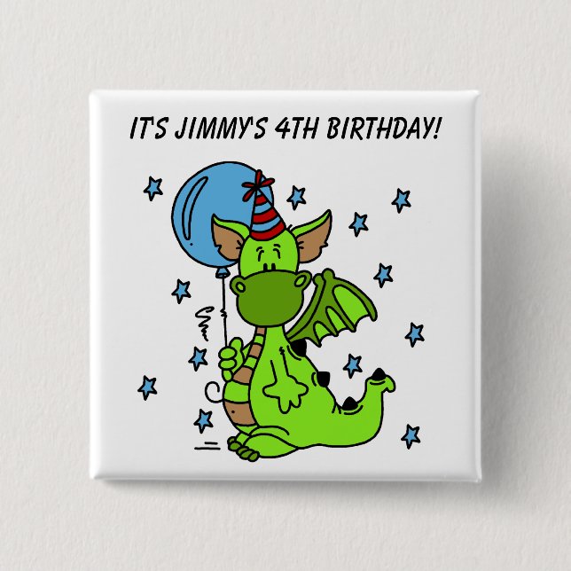 Customised Dragon Birthday Button (Front)