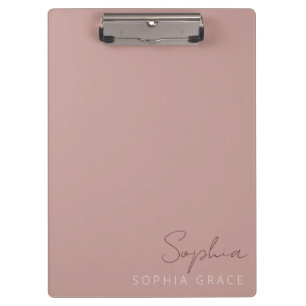 Customised Dusty Rose Modern Monogram Name  Clipboard