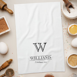 Customised Elegant Classy Monogram Family Name Tea Towel