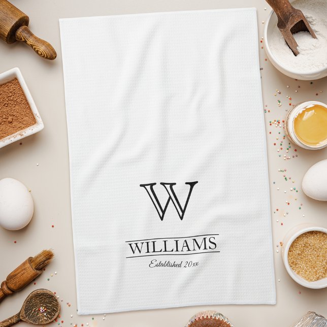 Customised Elegant Classy Monogram Family Name Tea Towel (Creator Uploaded)
