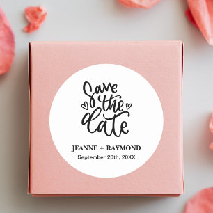 Customised Elegant Clean Wedding Save the date Classic Round Sticker