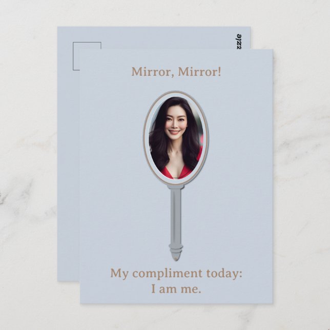 Customised Elegant Inspirational Photo Hand Mirror Postcard (Front/Back)