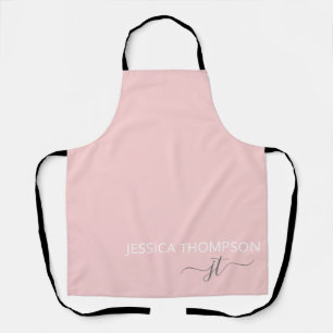 Customised Elegant Modern Monogram Name Blush Pink Apron