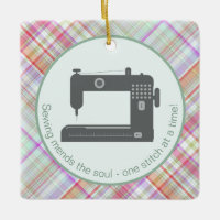 Customised Elegant Plaid Green Pink Sewing Machine