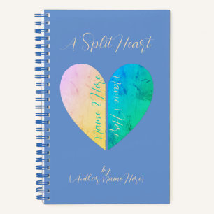 Customised Elegant Split Heart Yellow Blue Journal