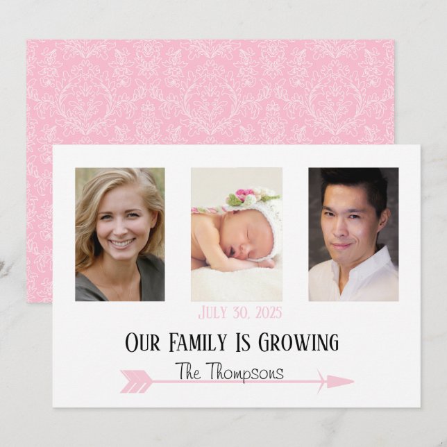 Customised Family Photos Family is Growing Invitation (Front/Back)