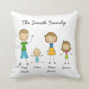 Customised Family Stick Figure Pillow