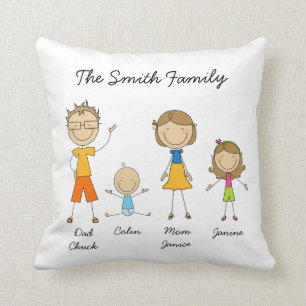 Customised Family Stick Figure Pillow