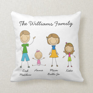 Customised Family Stick Figure Pillow