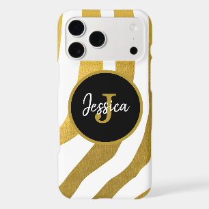 Customised Faux Gold Zebra Print Stripes Pattern