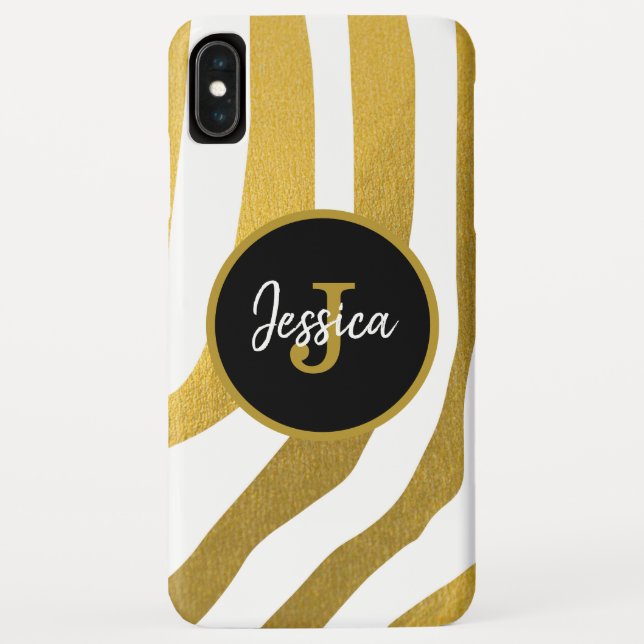 Customised Faux Gold Zebra Print Stripes Pattern Case-Mate iPhone Case (Back)