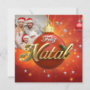 Customised Feliz Natal Portuguese Merry Christmas  Holiday Card
