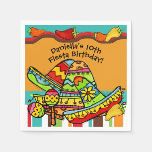 Customised Fiesta Birthday Paper Napkins