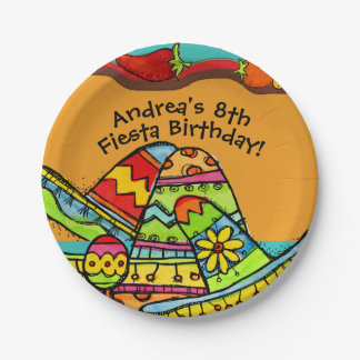 Customised Fiesta Birthday Paper Plate