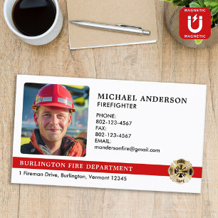 Customised Fire Department Logo Firefighter Photo Magnetic Business Card