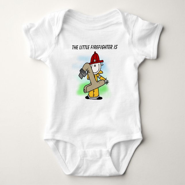 Customised Firefighter First Birthday T-shirt Baby Bodysuit (Front)