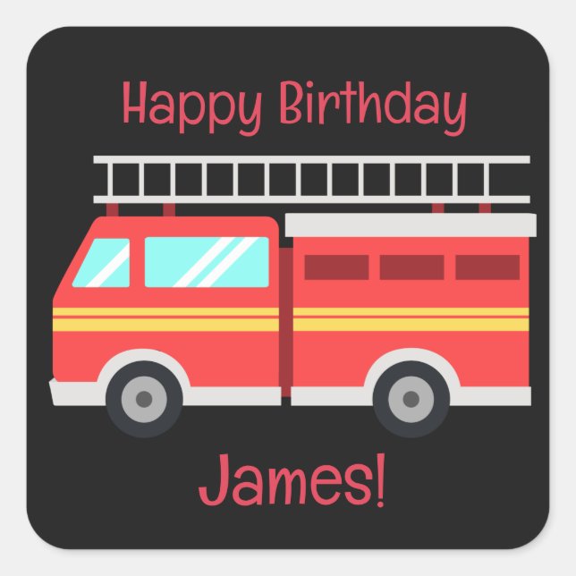 Customised Firetruck Square Sticker (Front)