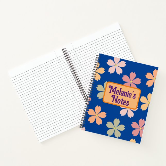 Customised floral blue background notebook (Inside)