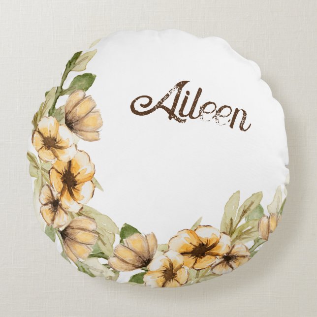Customised Floral Bridesmaid Gift Idea  Round Cushion (Front)
