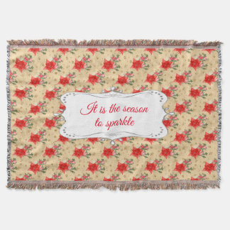 Customised Floral Christmas Pattern Throw Blanket