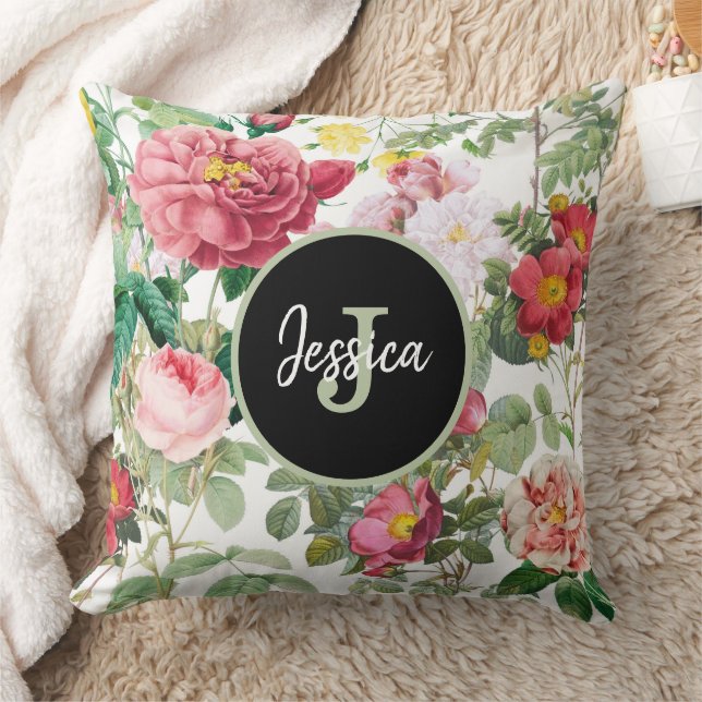 Customised Floral Roses Vintage Spring Garden Cushion (Blanket)