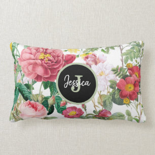Customised Floral Roses Vintage Spring Garden Lumbar Cushion