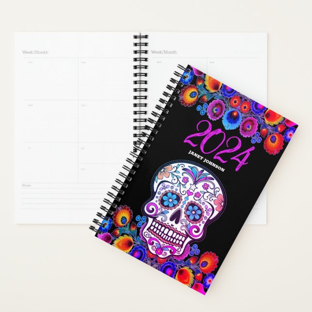 Customised Floral SUGAR SKULL Daily Weekly Undated Planner (Display)