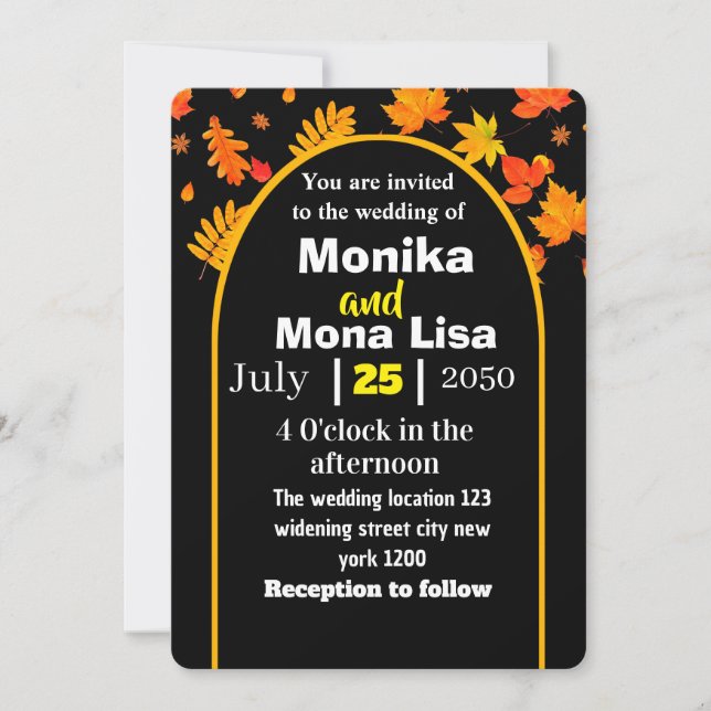 Customised floral widening  invitation (Front)
