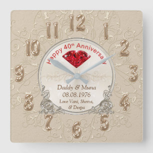 Customised Fortieth Wedding Anniversary Gift CLOCK