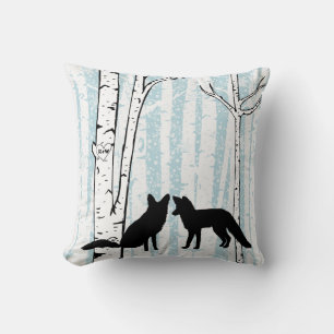 Customised Foxes in Love Birch Forest Throw Pillow