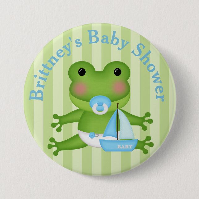 Customised Frog Baby Shower Button (Front)